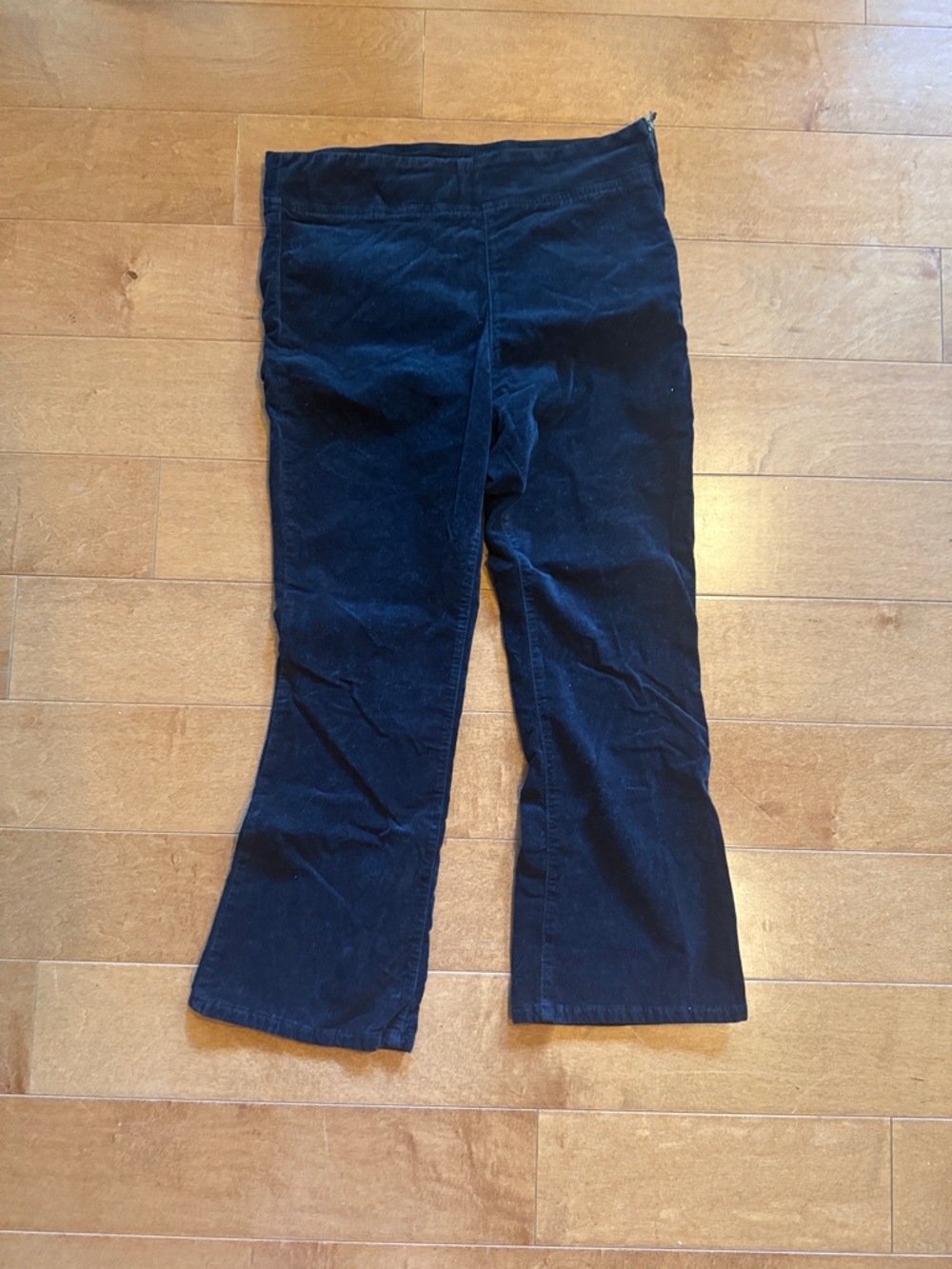 Free People Black Velvet Cropped Flare Pants large